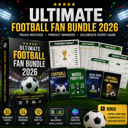 Ultimate Football Fan Bundle 2026 by Leo Digital World featuring football gear and accessories for passionate fans.